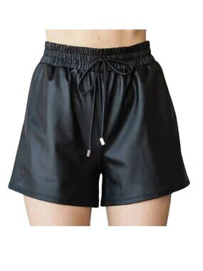 First Love Faux Leather High Waisted Shorts Black Size S